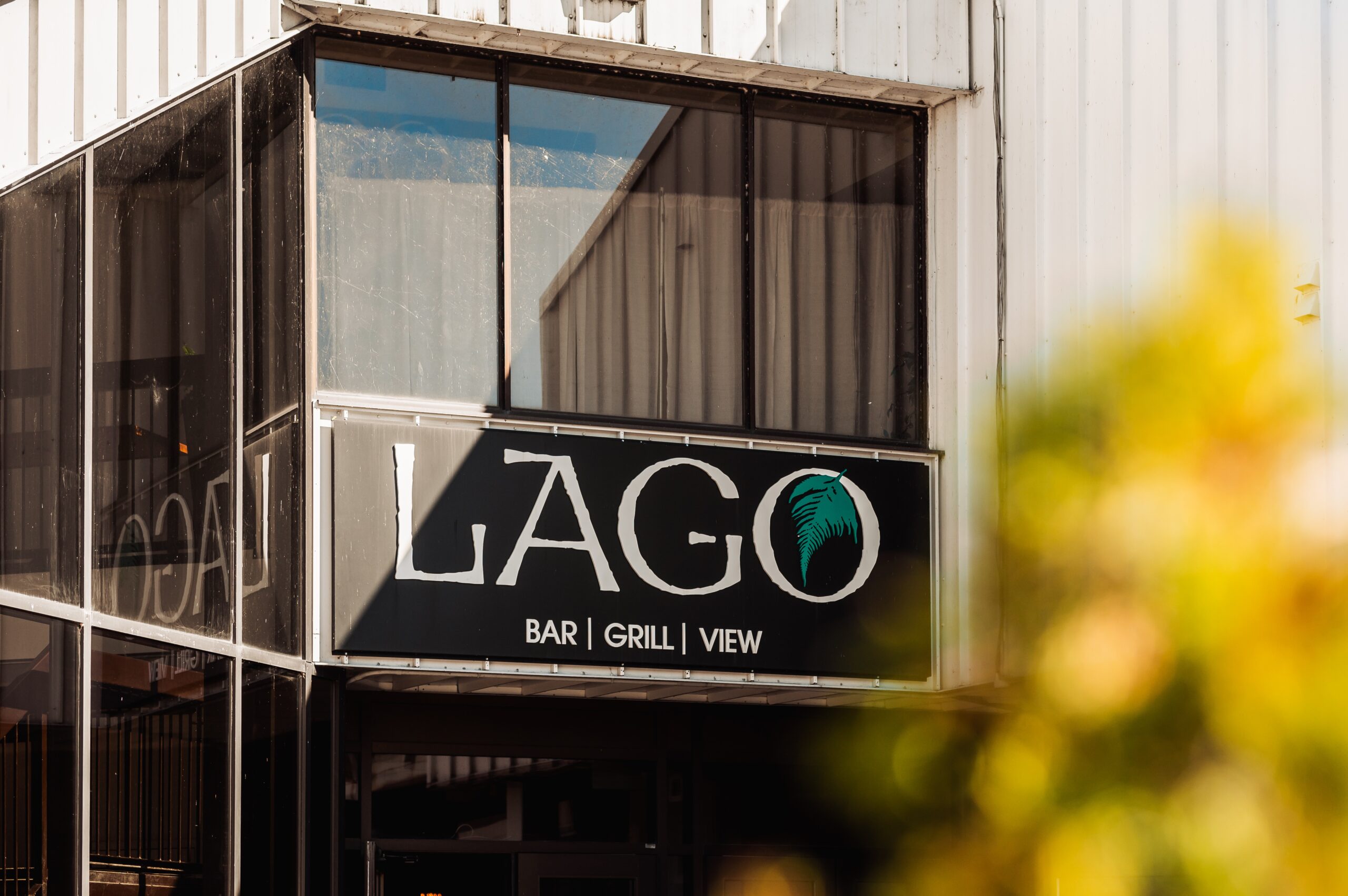 Lago Bar and Grill wedding venue exterior sign at Dow’s Lake in Ottawa