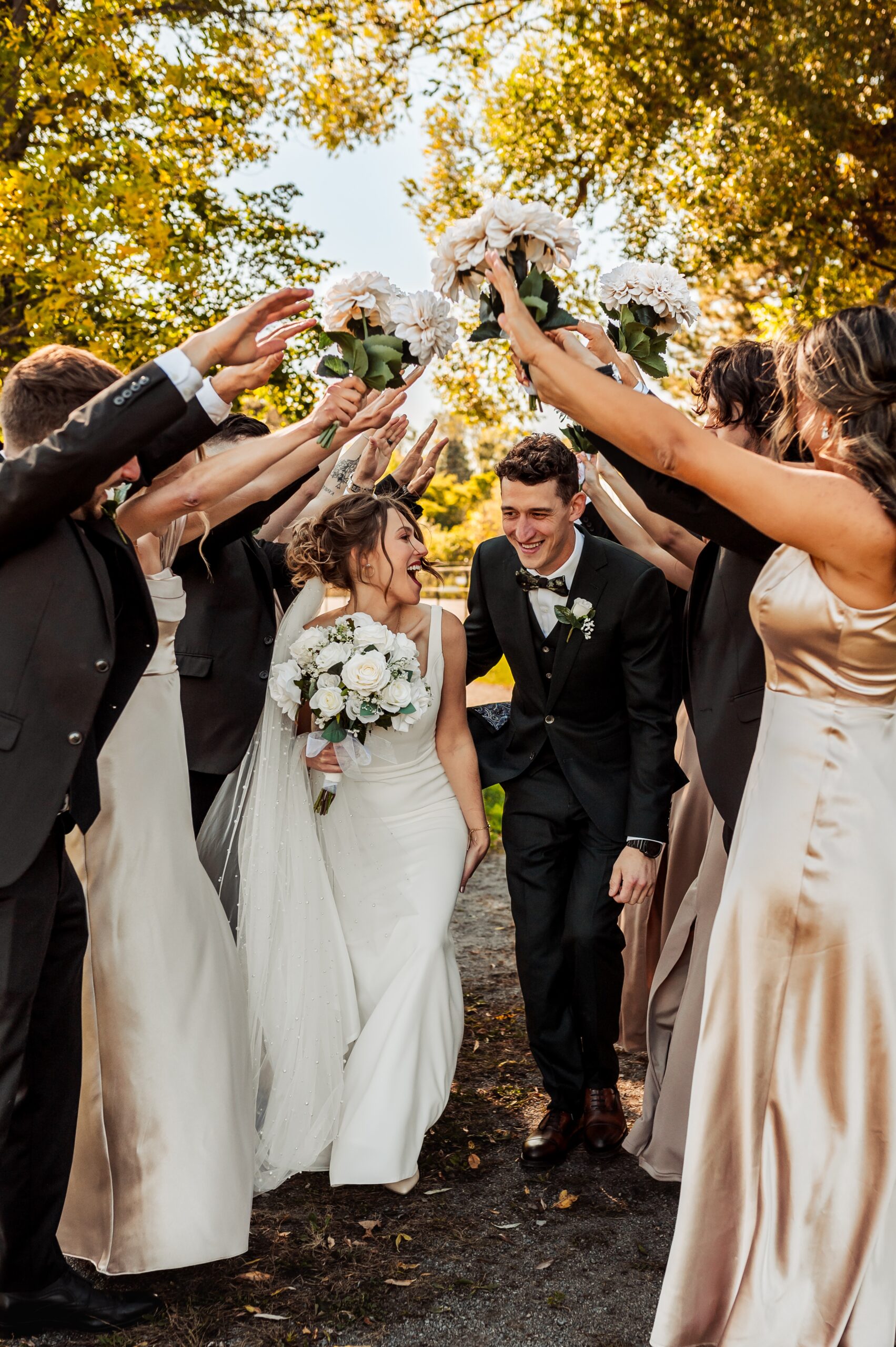 Wedding party celebrating outdoors near Lago wedding venue along Dow’s Lake in Ottawa