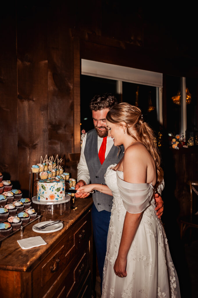 Wedding reception cake cutting at Strathmere Weddings Estate