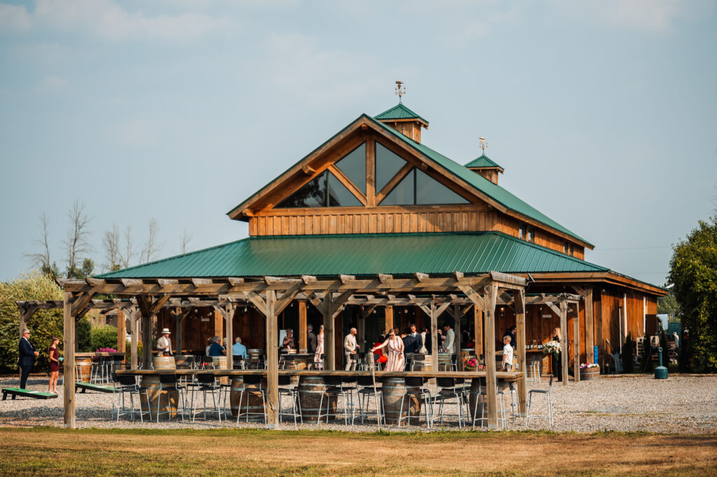 Guests enjoying the cocktail hour outside