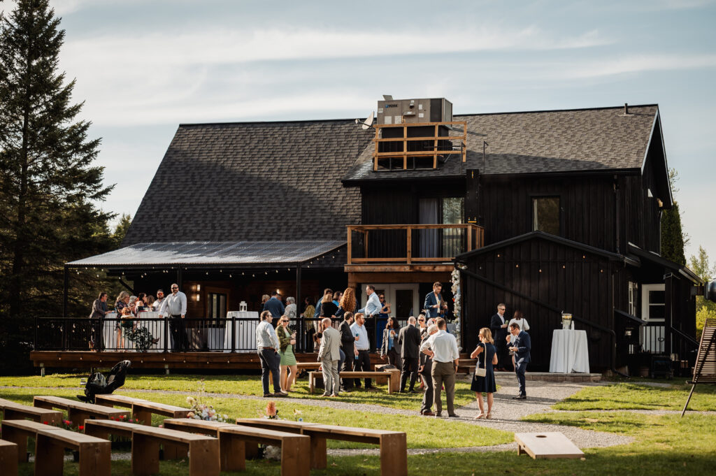 guests enjoying cocktail hour in the wedding at Domaine Mallity
