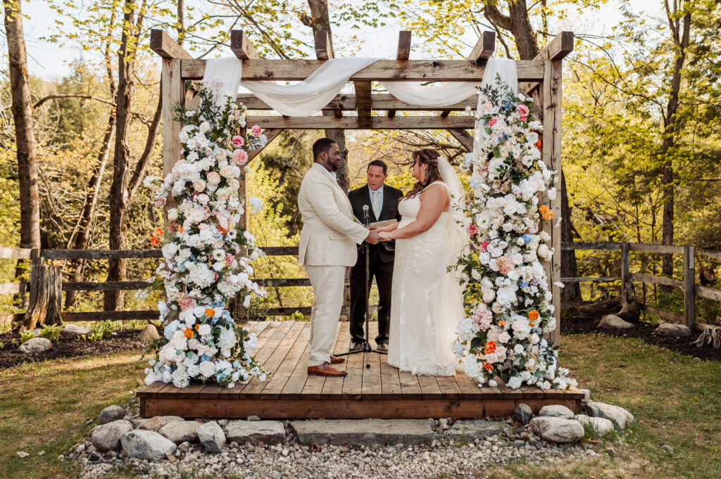 Bride and groom getting married at Domaine Mallity Estate