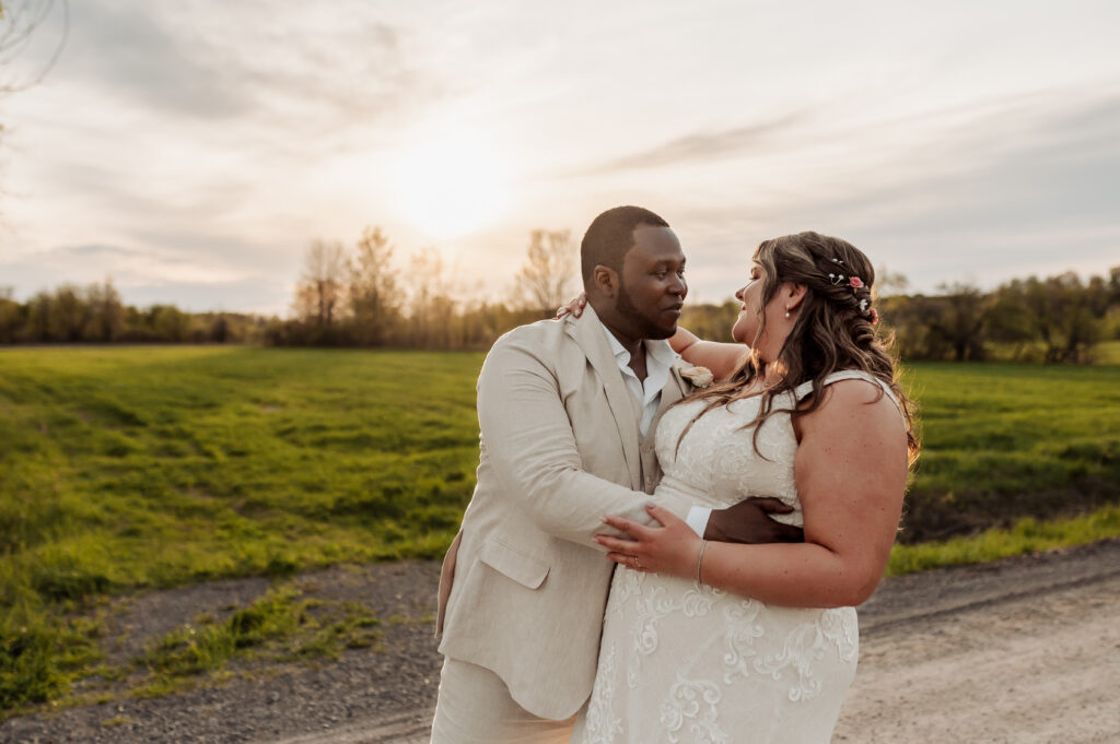 Couple posing before sunset
